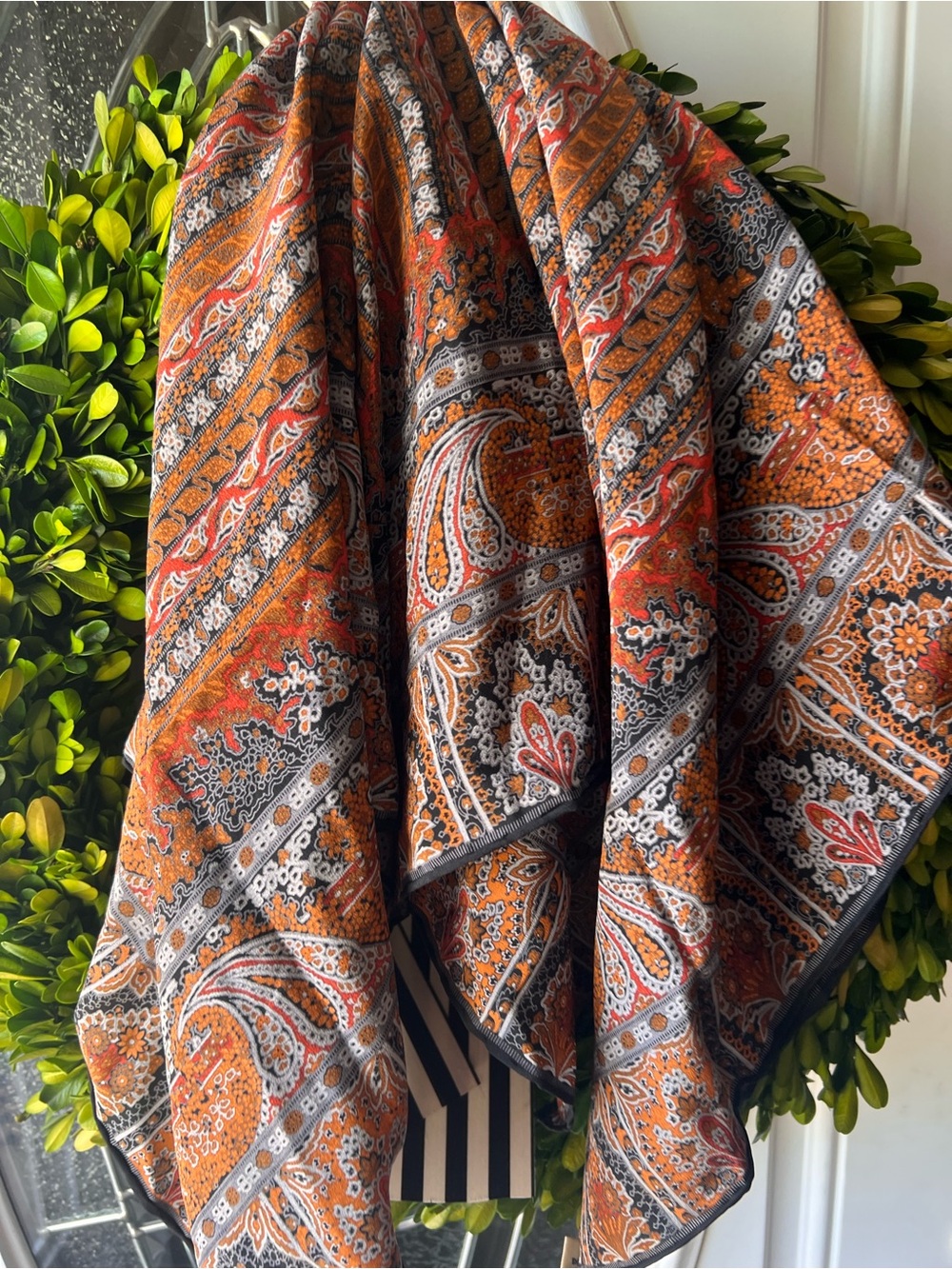 Rust and Black Paisley Scarf